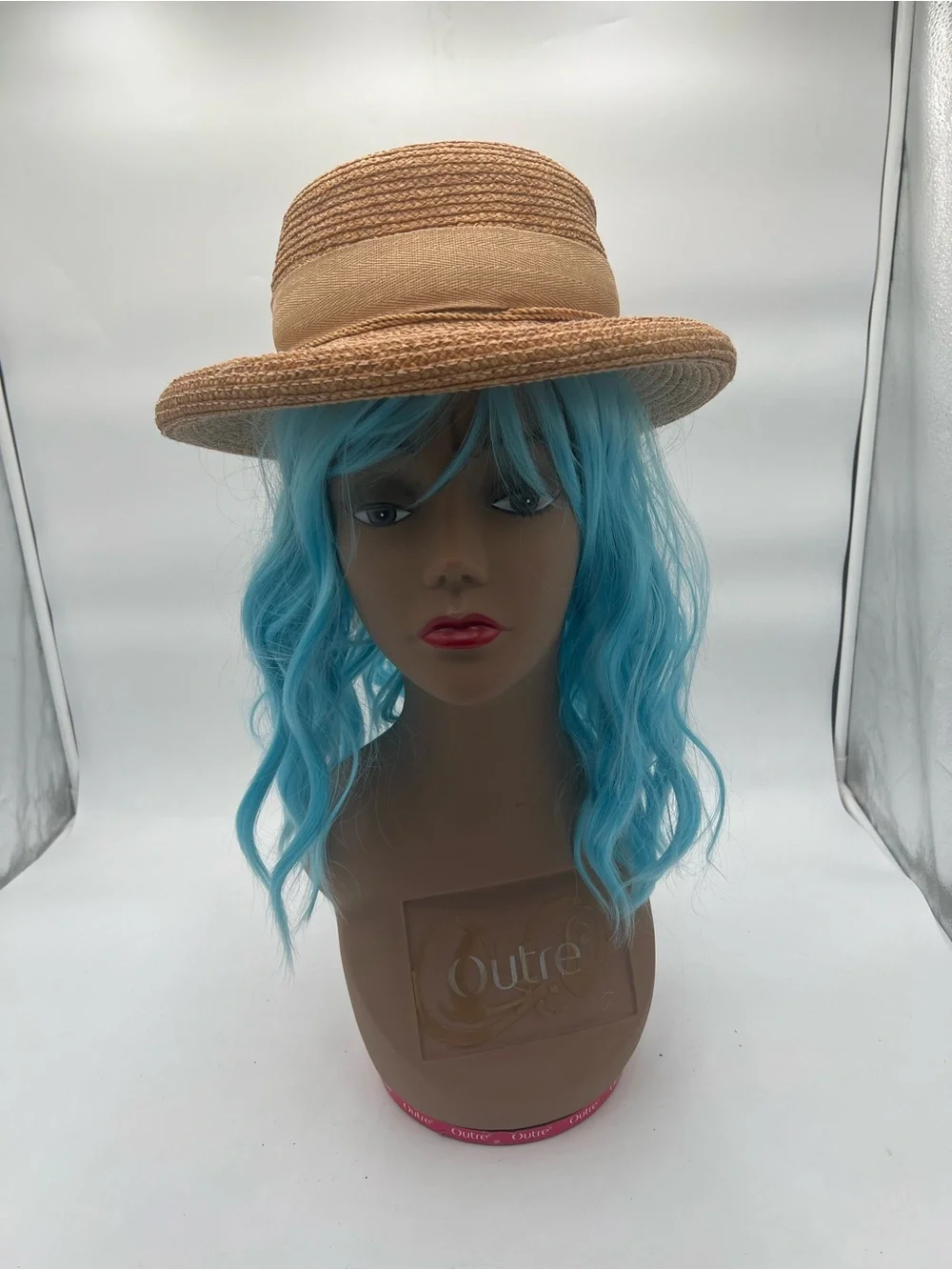 Light Blue Short Curly Wig with Bangs – Synthetic Cosplay/Party Wig
